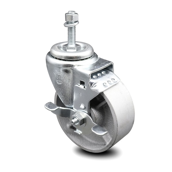 Semi Steel Swivel TS Caster w/Roller Bearing - 4" Wheel & 10MM Stem w/Brake
